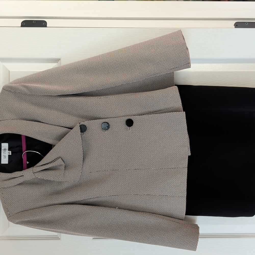 Black and Cream Patterned Skirt Suit